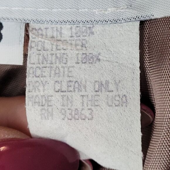 Vintage Womens Satin Sheath Gown Side Slit Size XS Taupe Neutral Cocktail Party - Picture 4 of 12